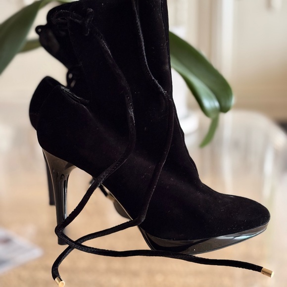 Stella McCartney Black Velvet Heeled Boots